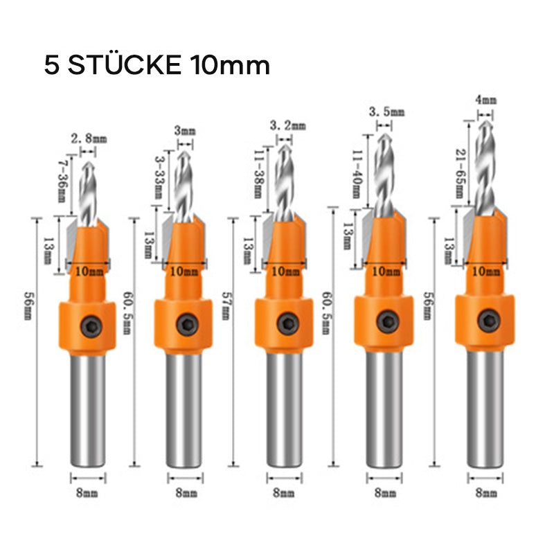 5-teiliger Holzbearbeitungs-Kegelbohrer