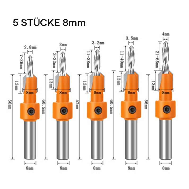 5-teiliger Holzbearbeitungs-Kegelbohrer