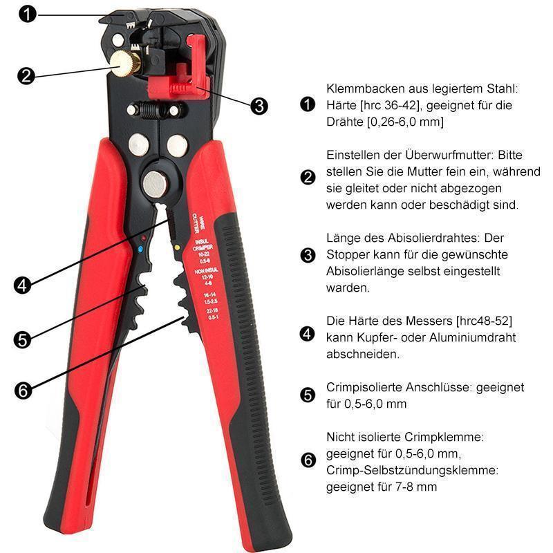 Automatische Abisolierzange mit Stellschraube