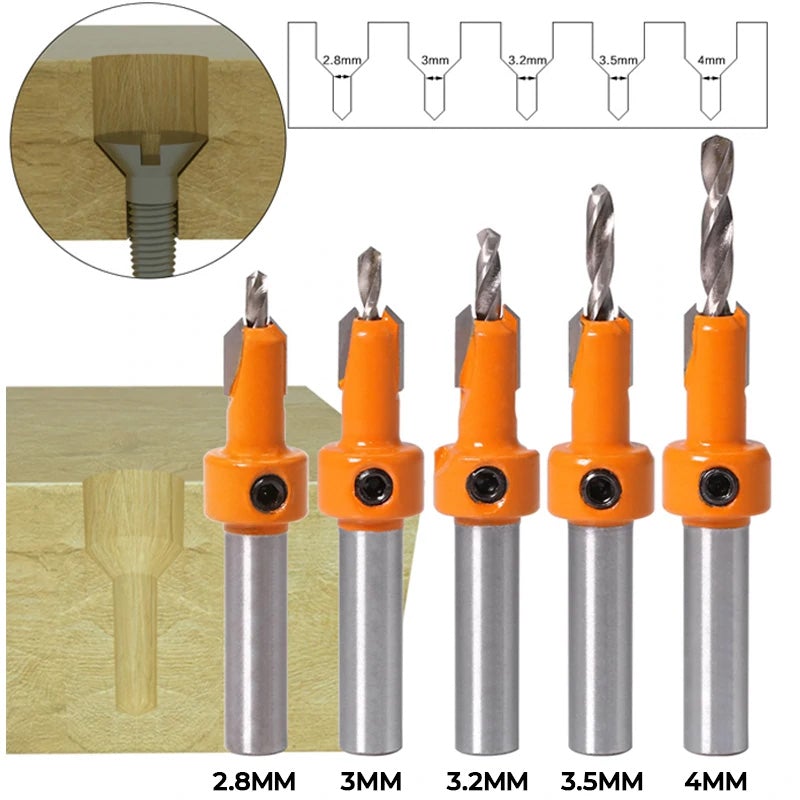 5-teiliger Holzbearbeitungs-Kegelbohrer